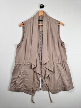 MAX Jeans Beige Tencel Utility Vest Draped Front Size L